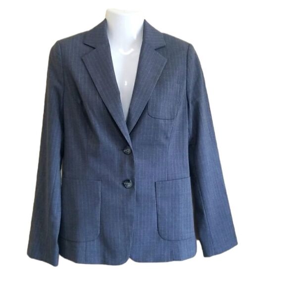 Banana Republic Gray Pinstripe Blazer Sz 2 - Picture 1 of 10